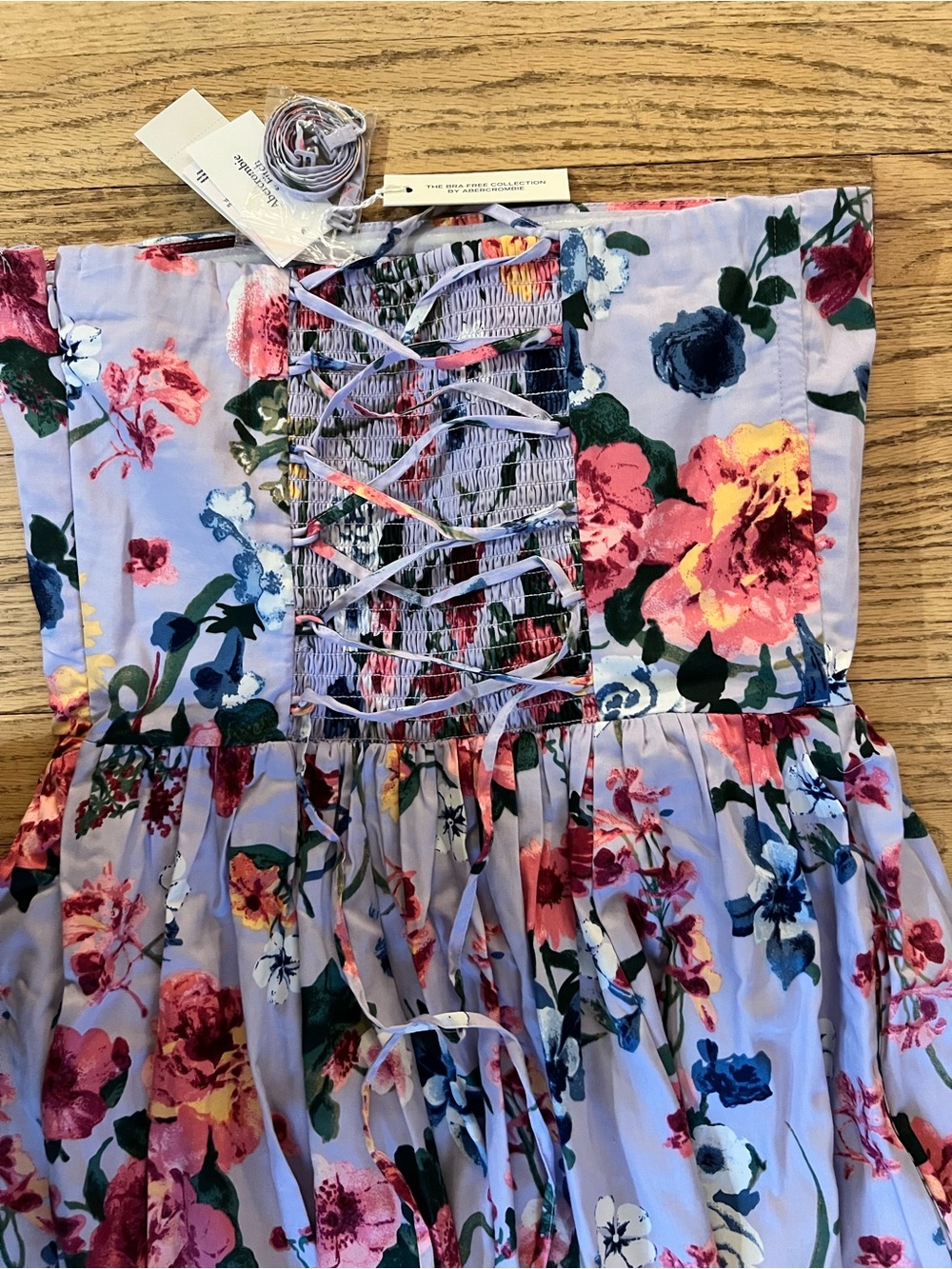 Abercrombie & Fitch Lavender Floral Strapless Midi Dress (bra free collection) - Picture 3 of 7